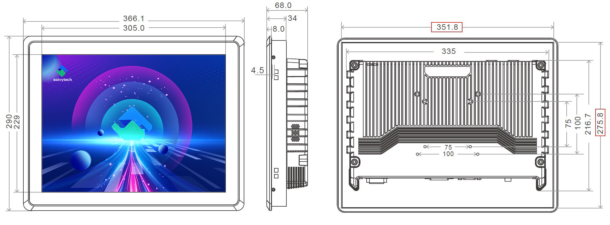 Touch Bezel 15-inch 8mm Bezel Touch Monitor - Saivytech